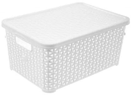 Orion Box cu capac RATAN, 10 l, alb
