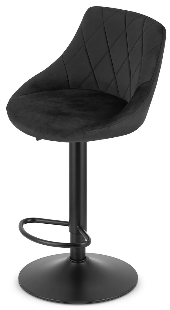 Scaun de bar negru VELVET KAST cu picior negru