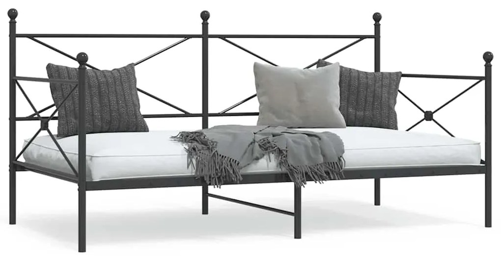 vidaXL Pat de zi fără saltea Negru 100x200 cm Oțel