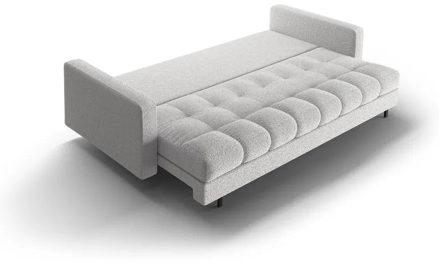 Canapea gri deschis extensibilă, cu spațiu de depozitare cu tapițerie din țesătură bouclé 222 cm Bali – Cosmopolitan Design