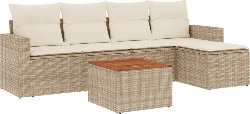 vidaXL Set canapele de grădină cu perne, 6 piese, bej, poliratan