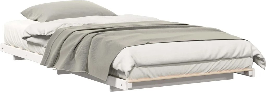 vidaXL Cadru de pat de podea Alb 100 x 210 cm Lemn masiv de pin