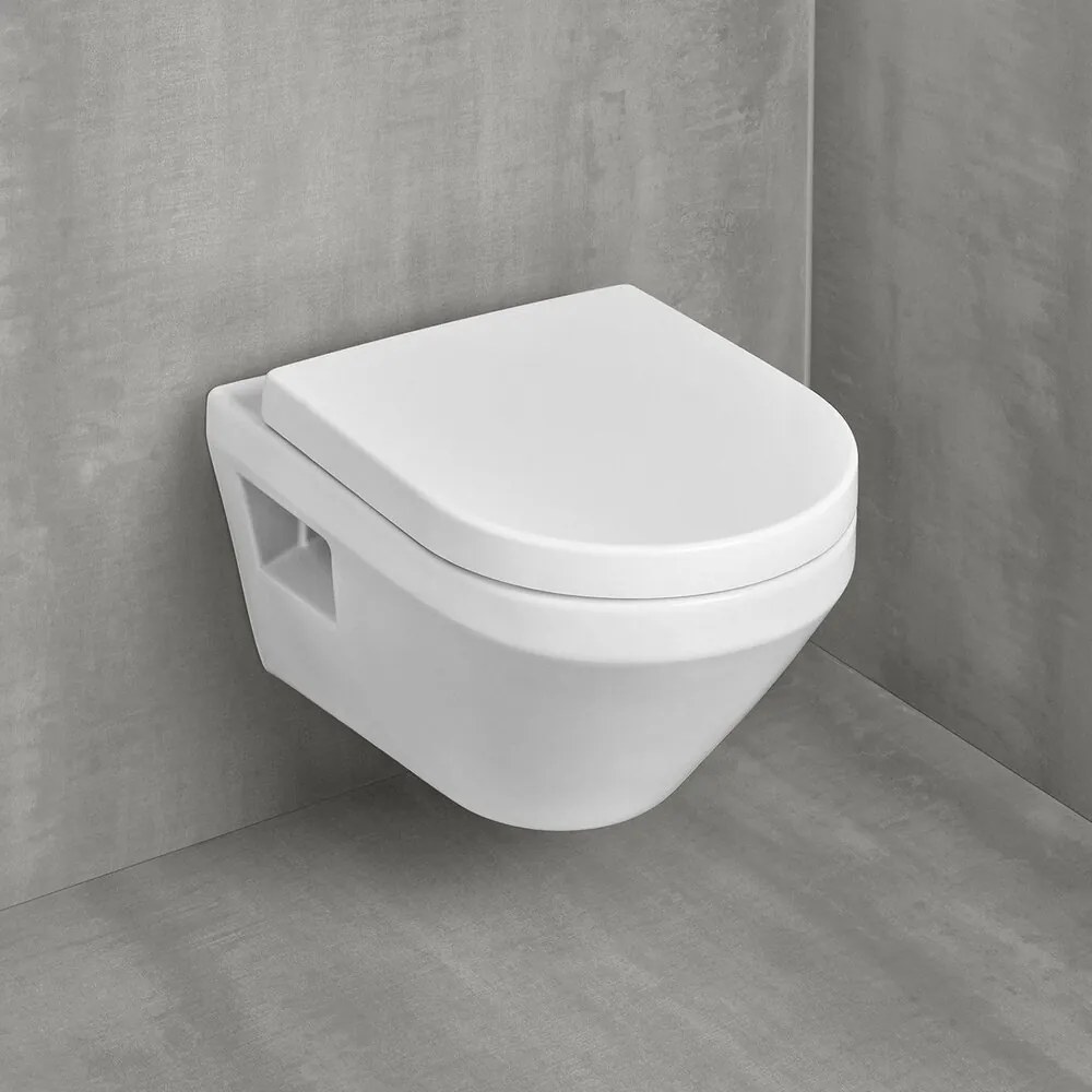 Set vas WC suspendat Villeroy&Boch Arhitectura TwistFlush Rimless cu capac softclose