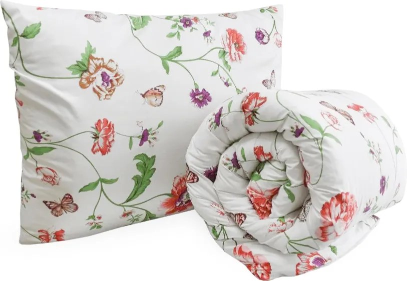 Set pilota pentru toate anotimpurile 140x200 cm din fibra siliconica cu perna 70x90 cm MEADOW FLOWERS