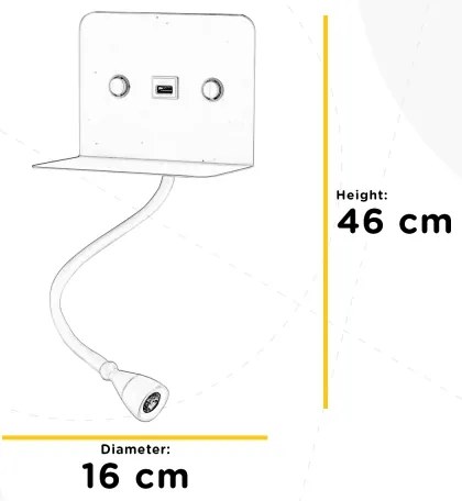 Veioză LED flexibilă cu raft și încărcare USB ONLI PLAK LED/1W/230V alb