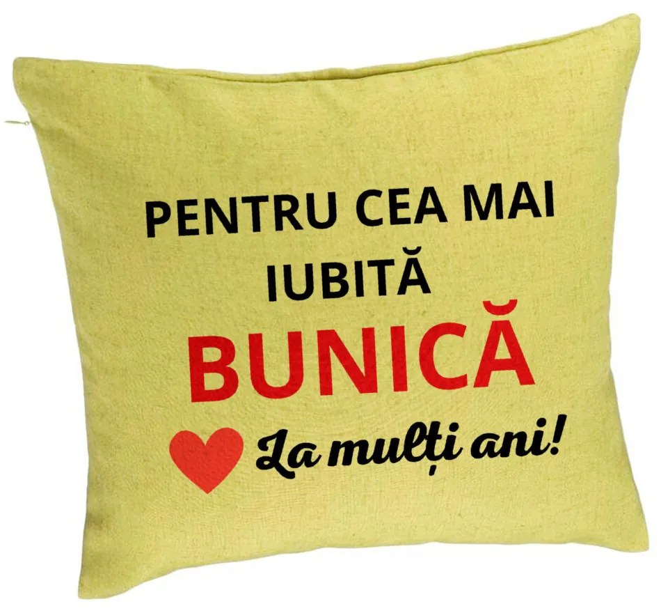 Perna Decorativa pentru Bunica 16, 40x40 cm, Verde, Husa Detasabila, Burduf