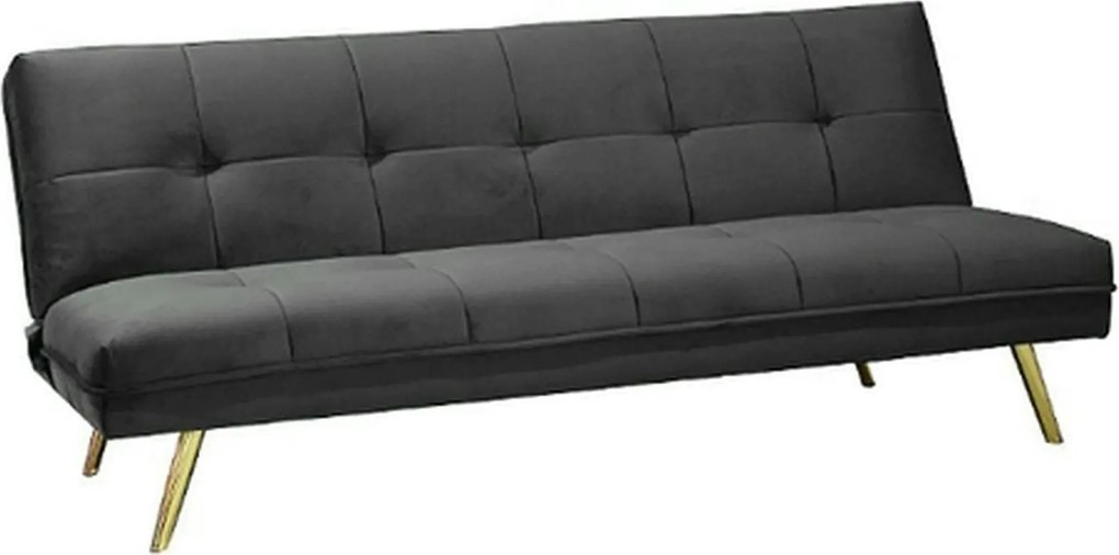 Canapea extensibila MORITZ, gri/auriu, stofa catifelata/metal, 181x88/