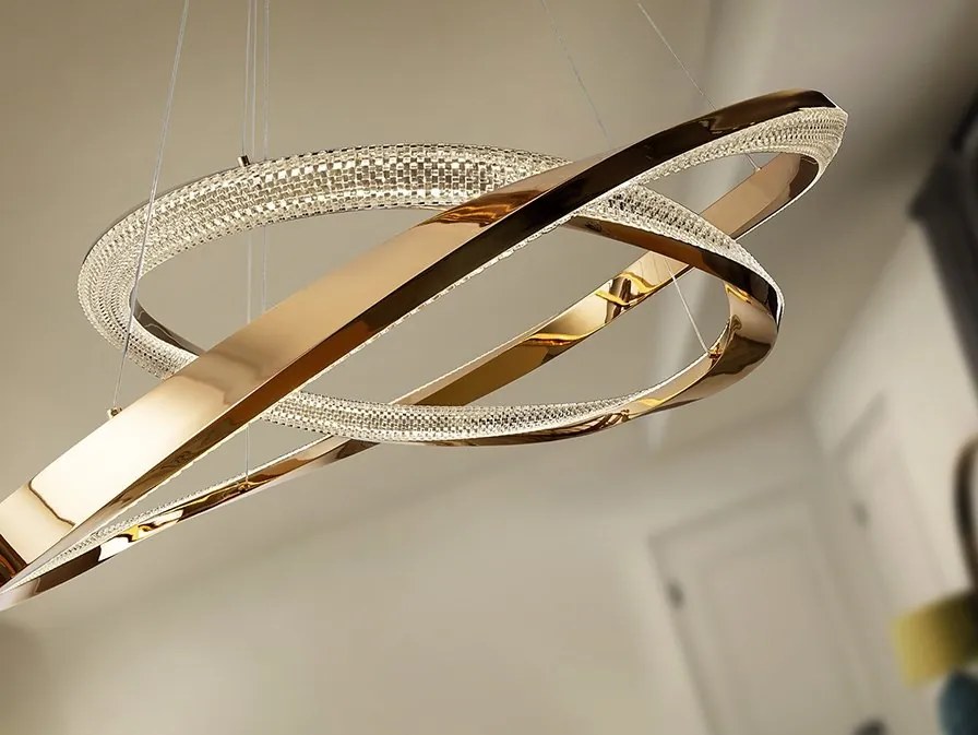 Lustra LED suspendata design circular Orbitas aurie
