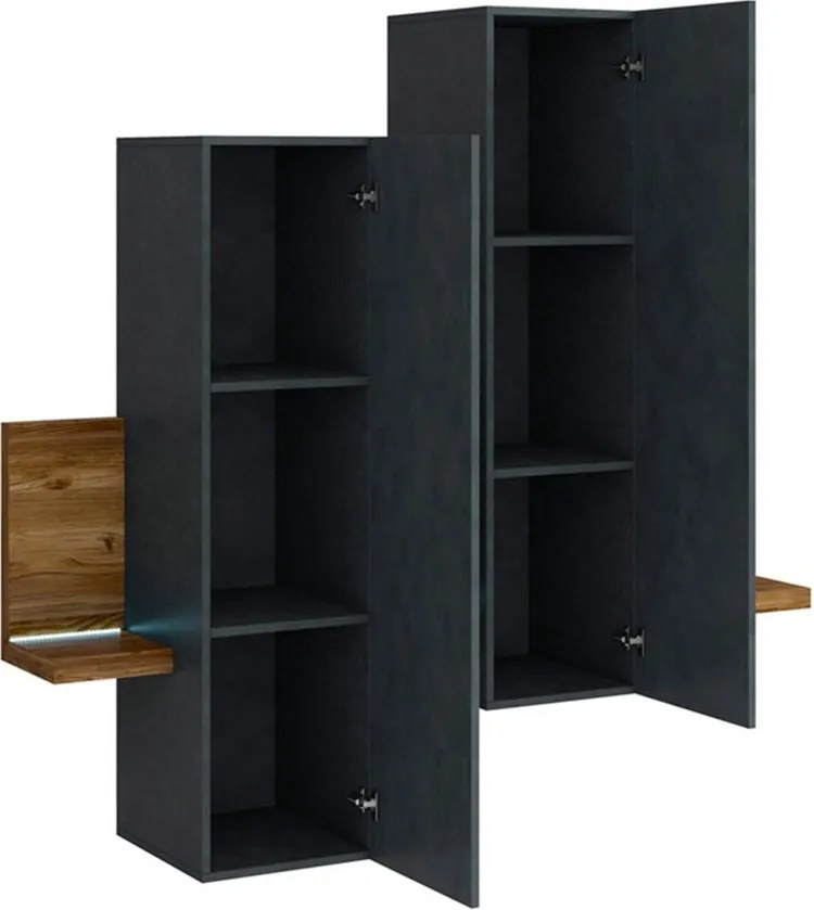 Corp lemn masiv suspendat Aurea, 152 × 90 × 35 cm - Negru