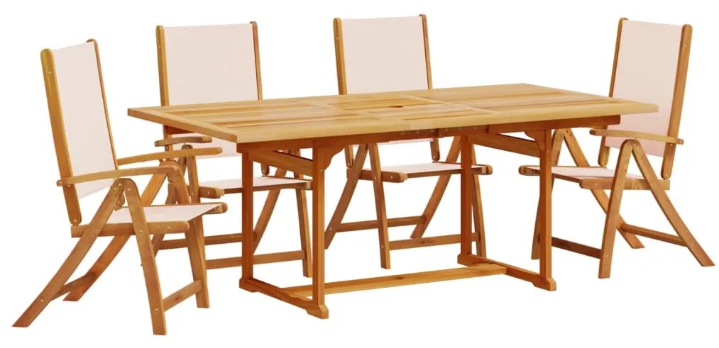 3279274 vidaXL Set mobilier de grădină, 5 piese, lemn masiv acacia/textilenă