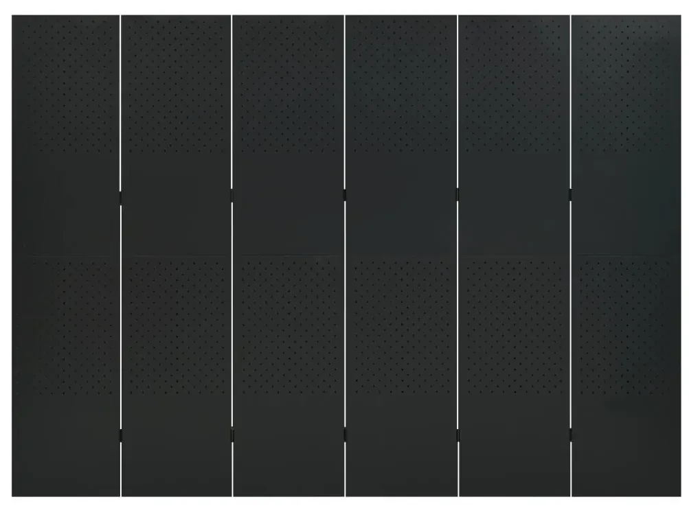 335904 vidaXL Paravan de cameră cu 6 panouri, negru, 240x180 cm, oțel