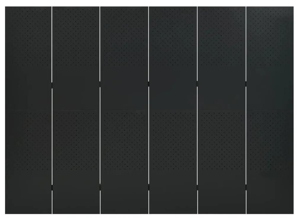 335904 vidaXL Paravan de cameră cu 6 panouri, negru, 240x180 cm, oțel