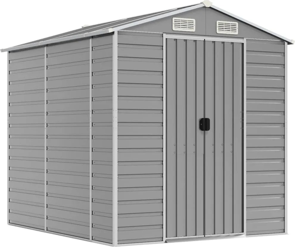 vidaXL Șopron de grădină gri deschis 191x215x198 cm, oțel galvanizat