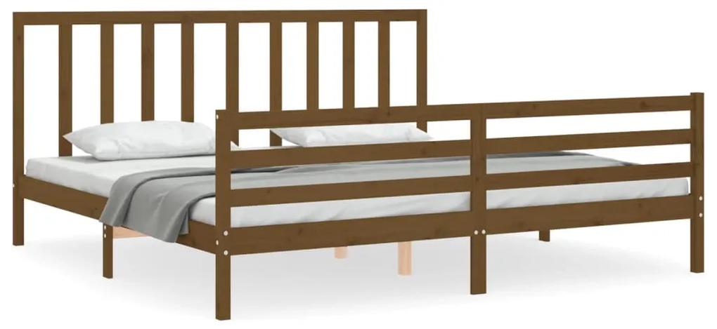 3193814 vidaXL Cadru pat cu tăblie, maro miere, 200x200 cm, lemn masiv