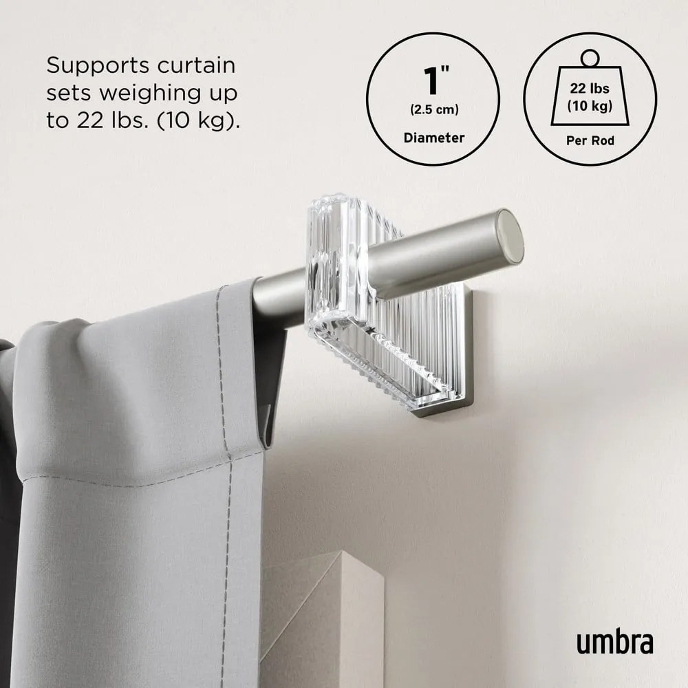 Galerie de perdea argintiu-mat extensibilă din oțel 107 - 305 cm Flute – Umbra