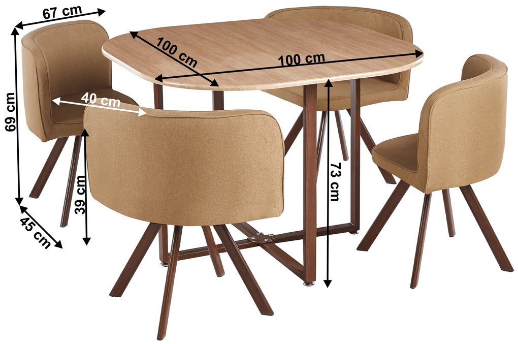 Set sufragerie 4+1 Brianite (maro deschis + natural). 1065326