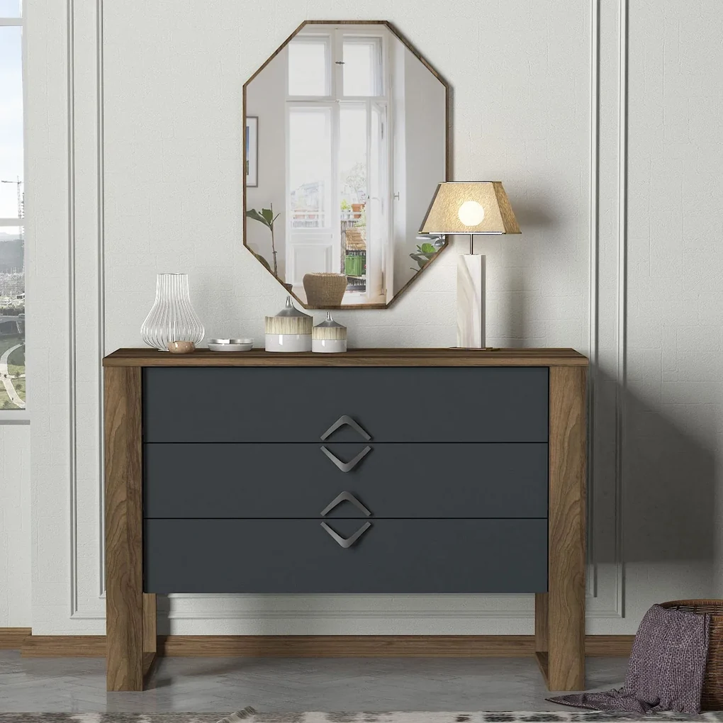 Cabinet Bumerang Aynali - Walnut, Anthracite