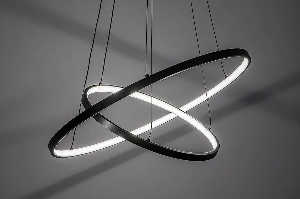 Lustra LED cu telecomanda cu 2 inele metal negru Beliza