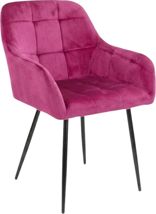 Fotoliu de sufragerie LOREN VELVET roz inchis cu picioare negre