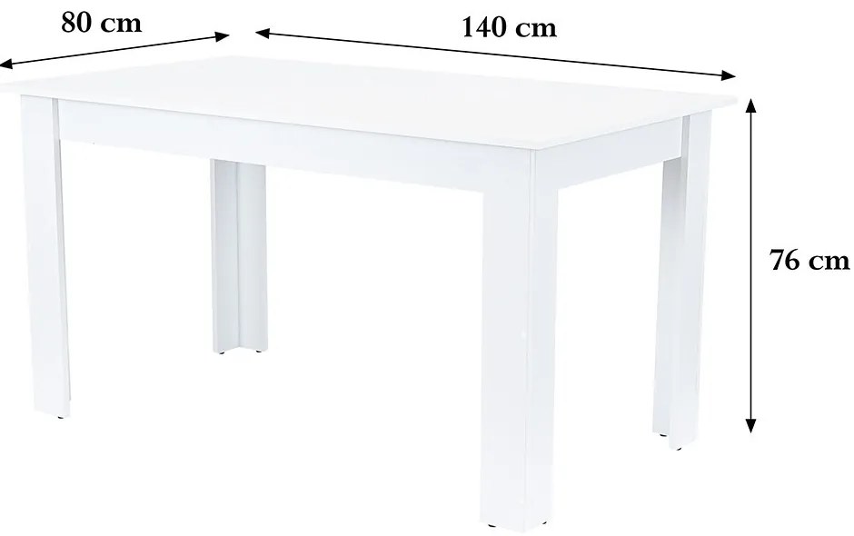 Masă de dining Yorki Standard 140x80 cm albă