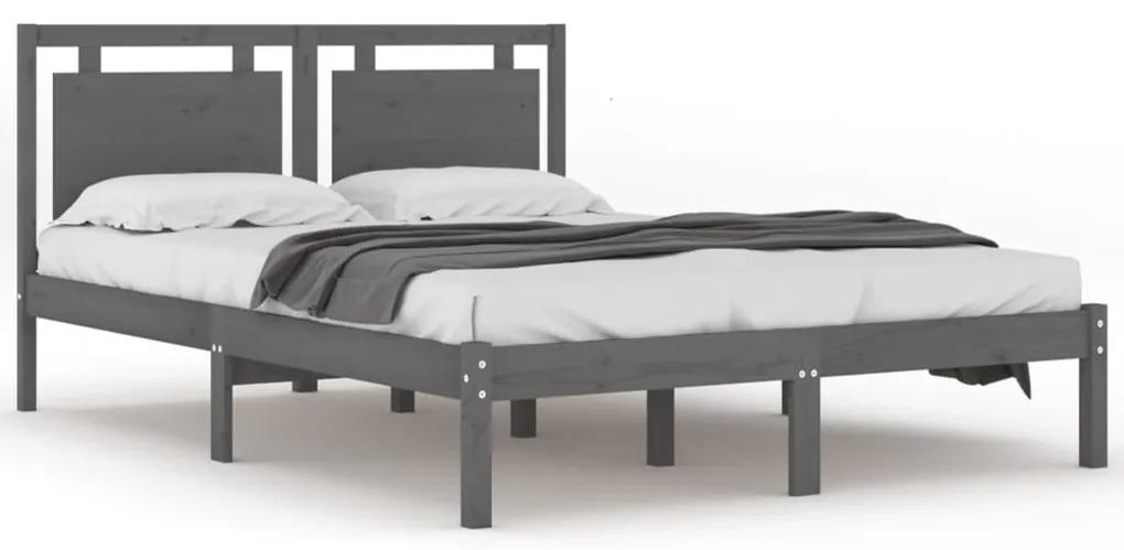 3105557 vidaXL Cadru de pat, gri, 200x200 cm, lemn masiv