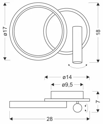Aplica de perete tip spot LED MONET LED/15W/230V, auriu