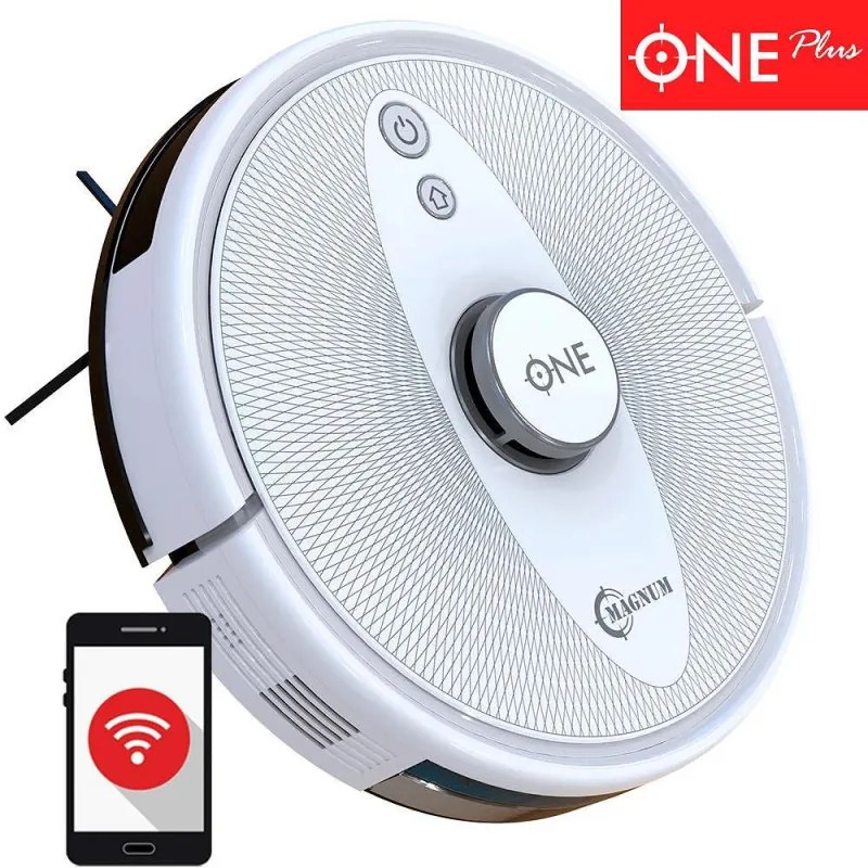 Aspirator robot MAGNUM ONE Plus, Li-ion 3200 mAh, 50W, 3000 Pa, 0.6 l, Wi-Fi, Control vocal, Programare, HEPA, Recunoastere camera, Alb