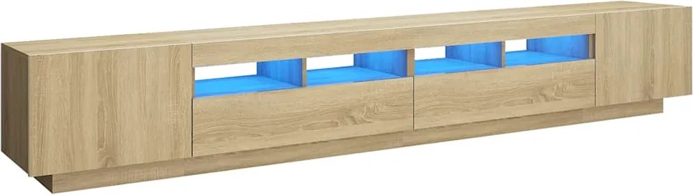 vidaXL Comodă TV cu lumini LED, stejar Sonoma, 260x35x40 cm