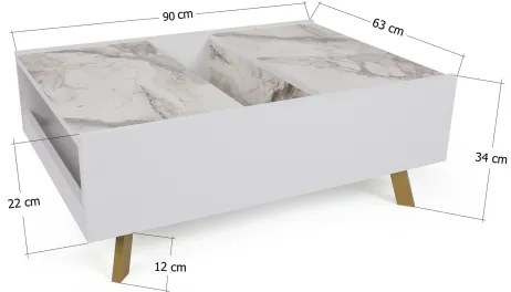 Măsuță de cafea FRIDA 63x90 cm albă