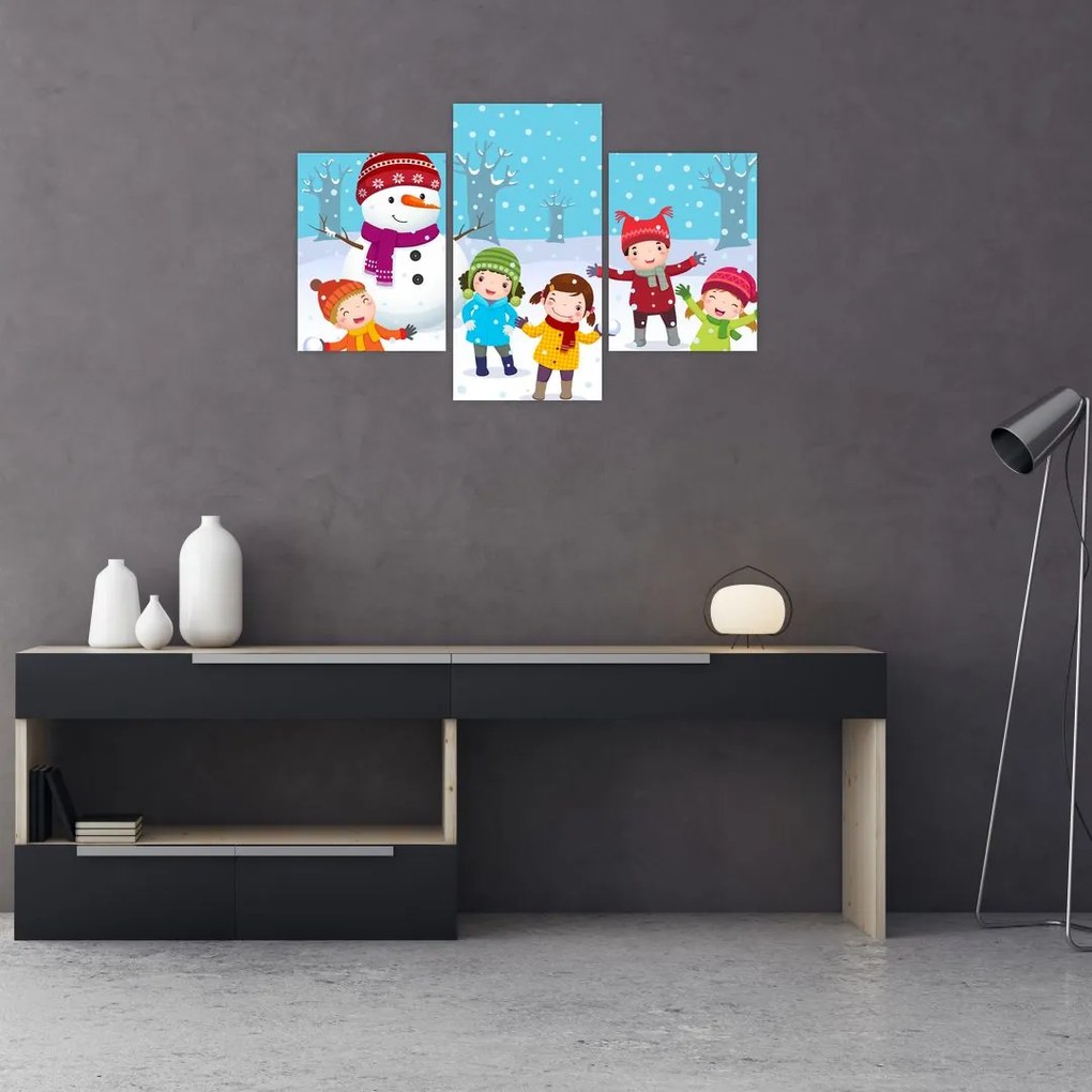 Tablou - Bucurii de iarnă pentru copii (90x60 cm)