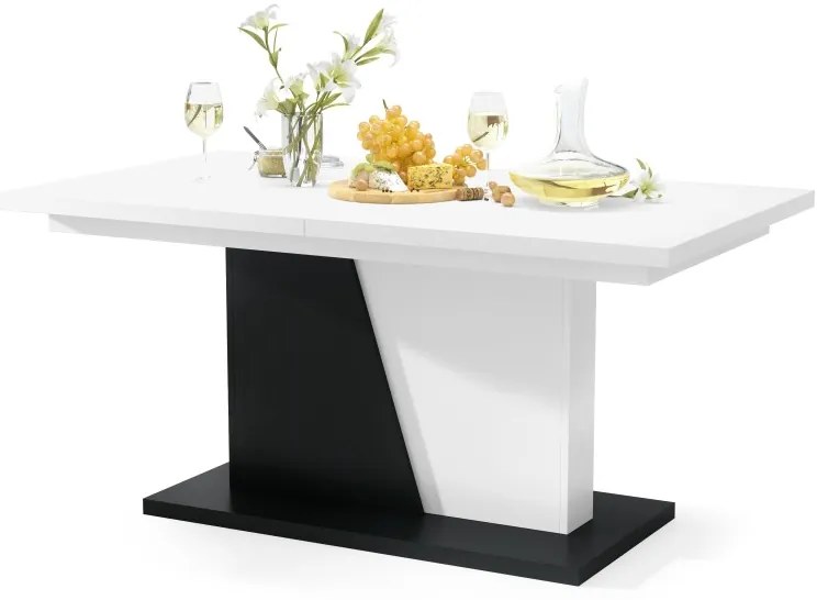 NOBLE NOIR Alb mat/Negru mat - MASĂ EXTENSIBILĂ până la 218 cm, pentru 8, 10 persoane.