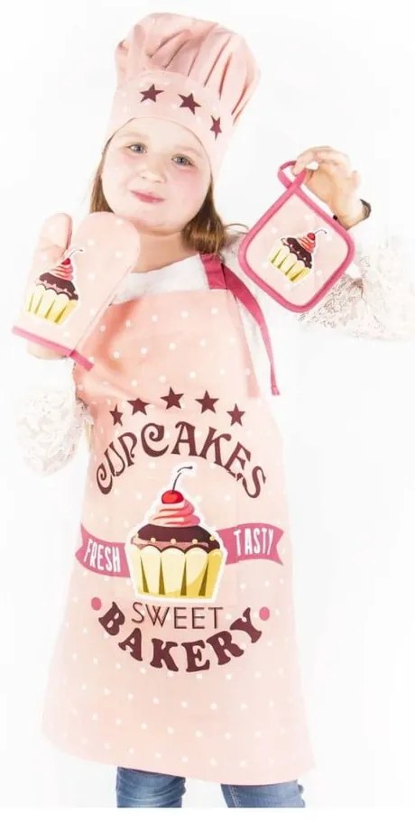 Set de bucătărie pentru copii din bumbac 4 buc Cupcakes - Tiseco Home Studio