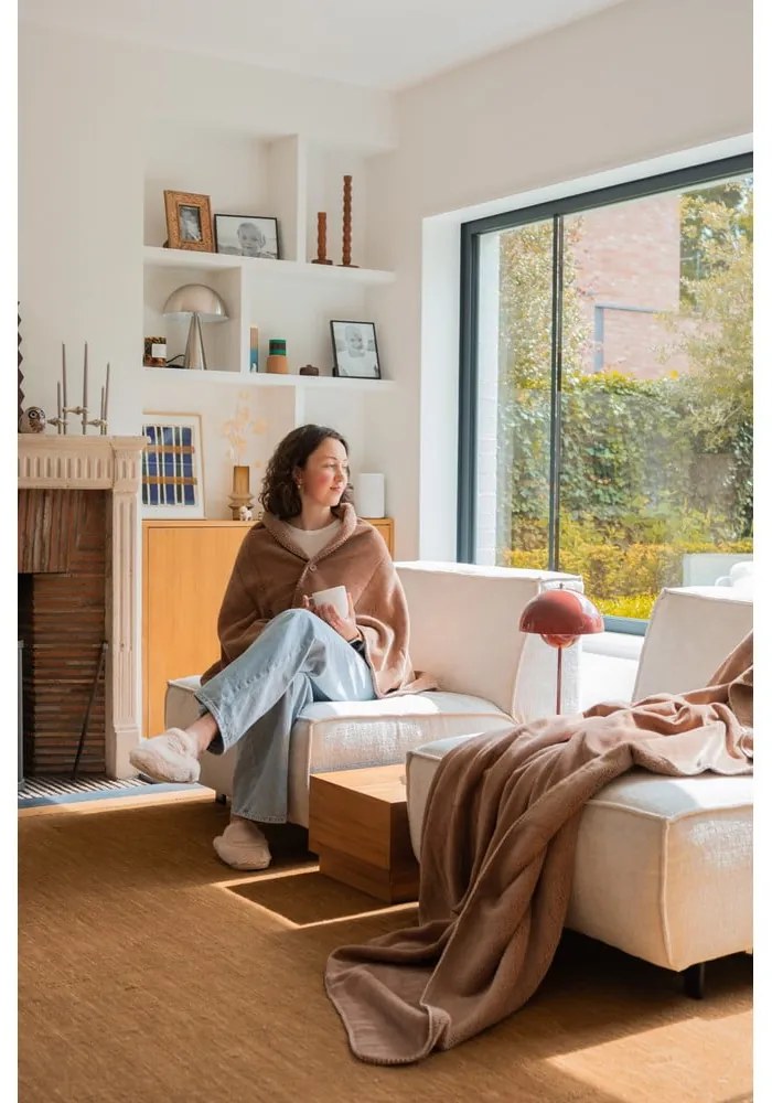 Pătură maro din micropluș/cocolino 150x200 cm Tomo – Tiseco Home Studio