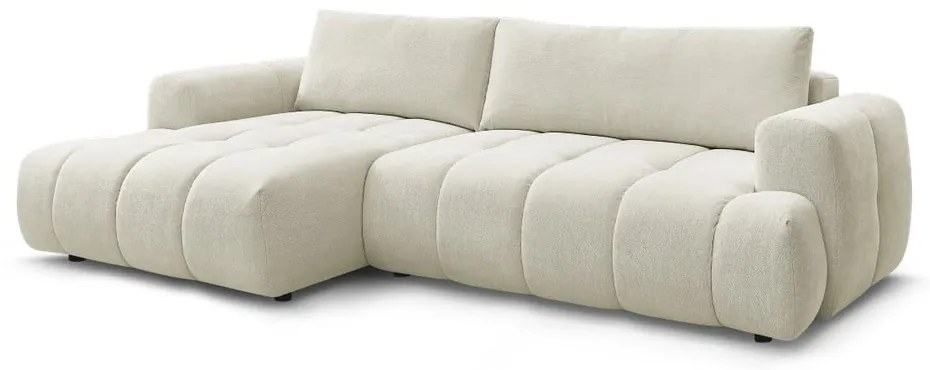 Colțar bej extensibil/cu spațiu de depozitare (cu colț pe partea stângă/cu șezlong) Fuji – Bobochic Paris