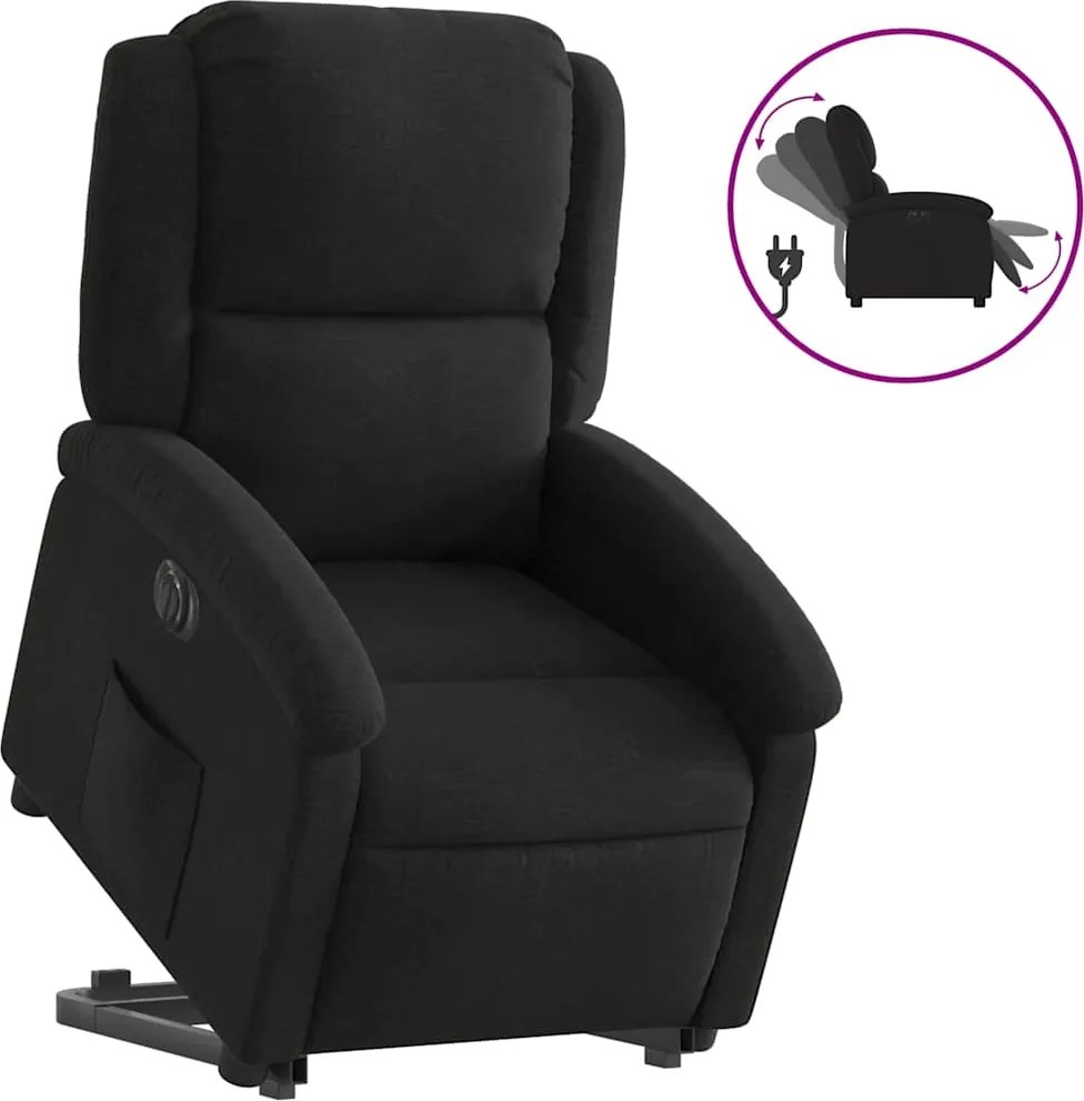 vidaXL Fotoliu electric rabatabil cu ridicare, negru, textil