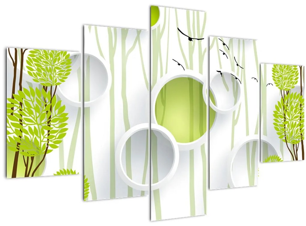 Tablou cu abstracție și copaci (150x105 cm)