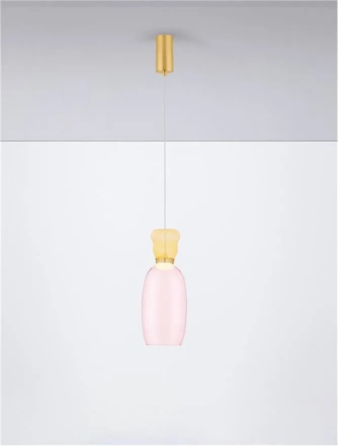 Pendul LED, Lustra design modern Pluma galben/ roz