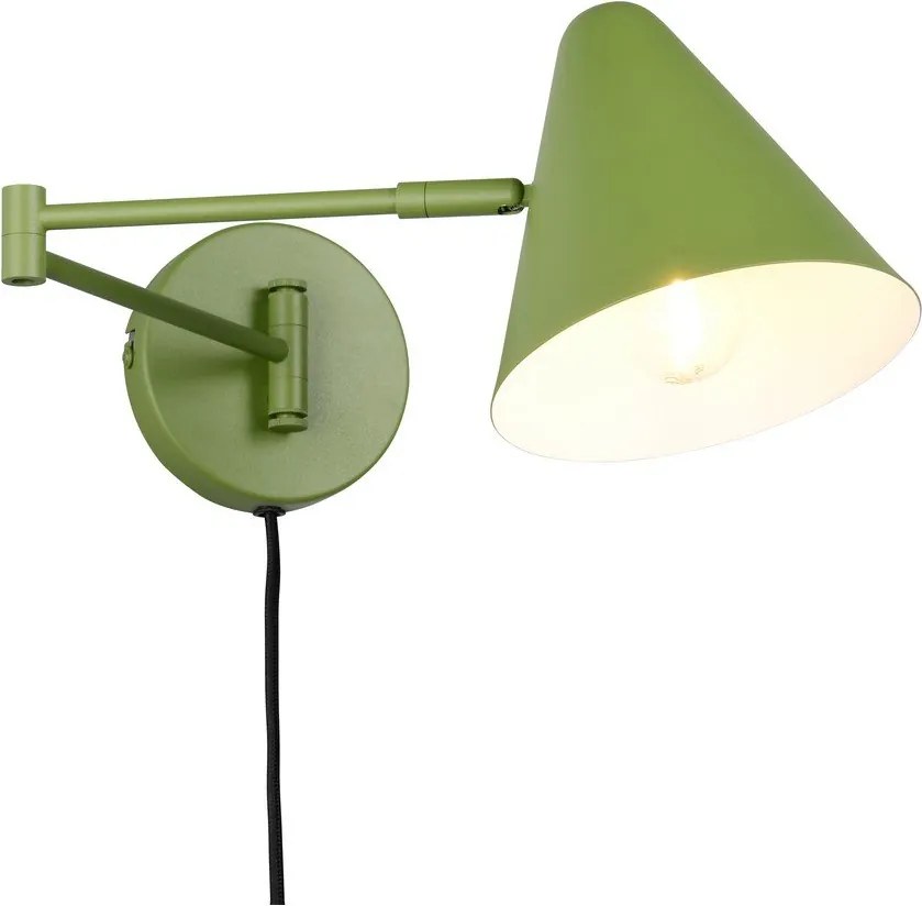 Aplică de perete verde cu structură flexibilă cu alimentare la priză ø 15 cm Cosima – Trio