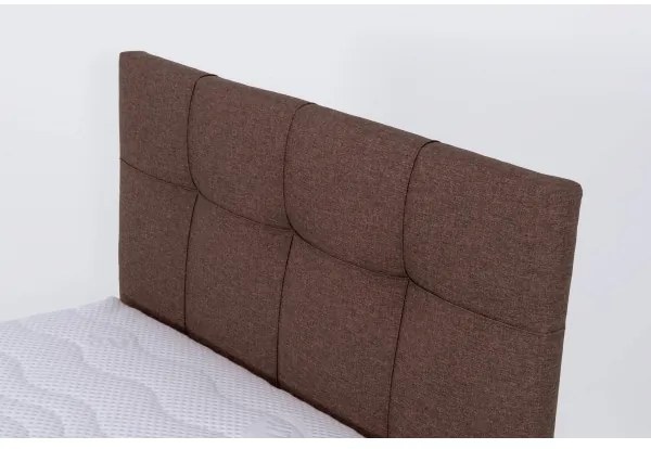 Pat tapițat MARIA ONE 90x200 cm, maro, cu spațiu de depozitare, fără saltea