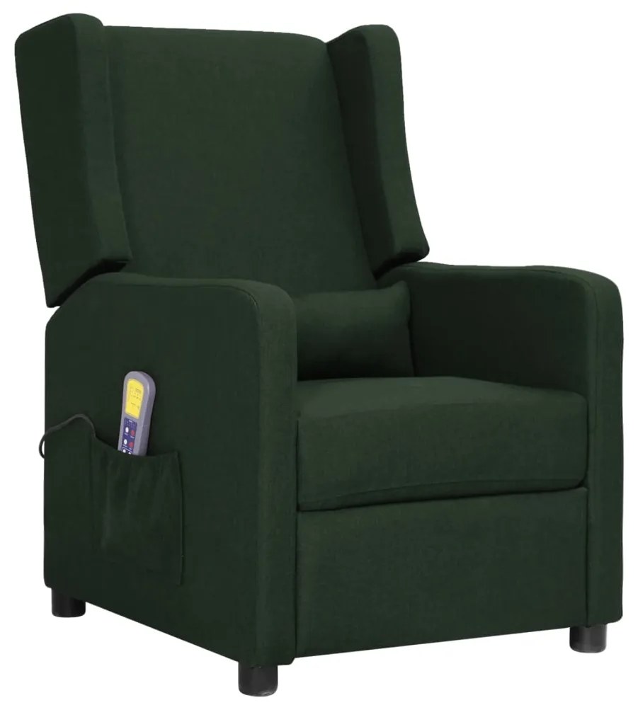 339016 vidaXL Fotoliu de masaj, verde închis, material textil