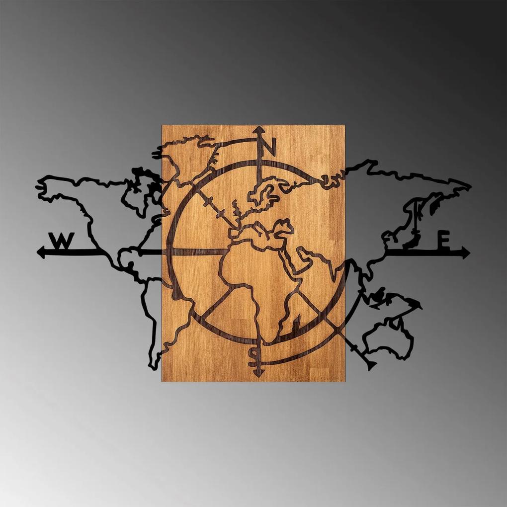 Accesoriu decorativ de perete din lemn World Map - 324