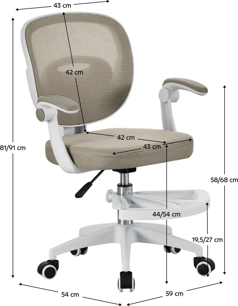Scaun pivotant, bej/alb, TRIXI TYP 1