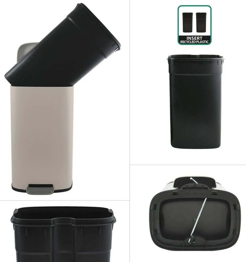 Coș de gunoi cu pedală soft-close Spirella Akira 50 l, gri-maro mat, 50 l