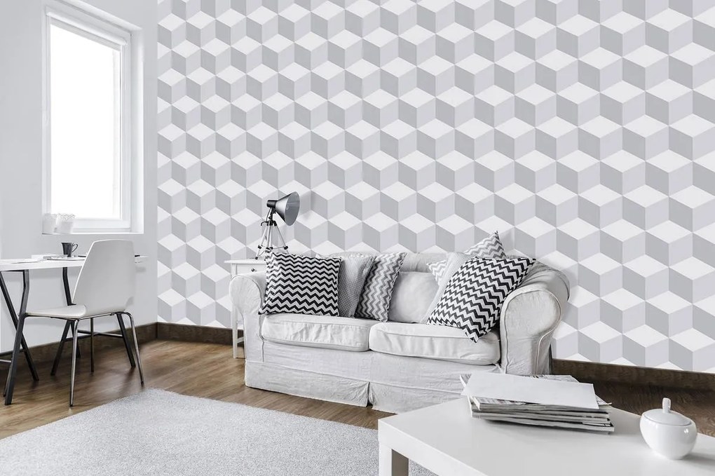 Fototapet - Mozaic - 3D alb (152,5x104 cm)