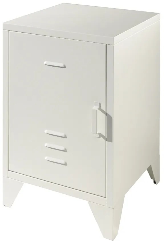 Set Pat Metalic și Noptieră, Alb, 90 x 200 cm (Metal) – BRONXX – Vipack