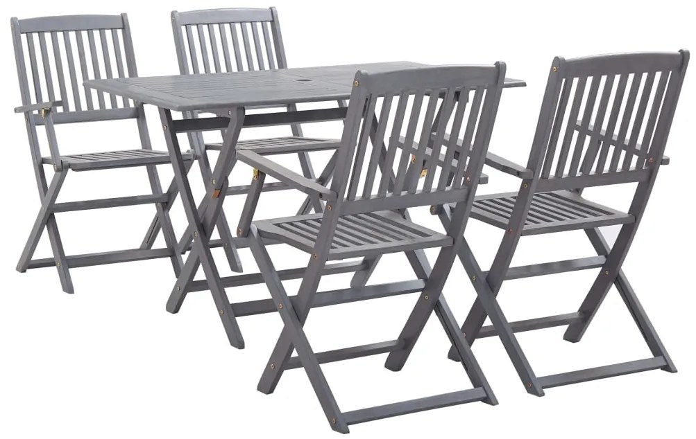 vidaXL Set mobilier de grădină, 5 piese, gri, lemn masiv de acacia