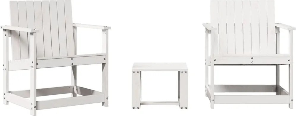 vidaXL Set mobilier de grădină, 3 piese, alb, lemn masiv de pin