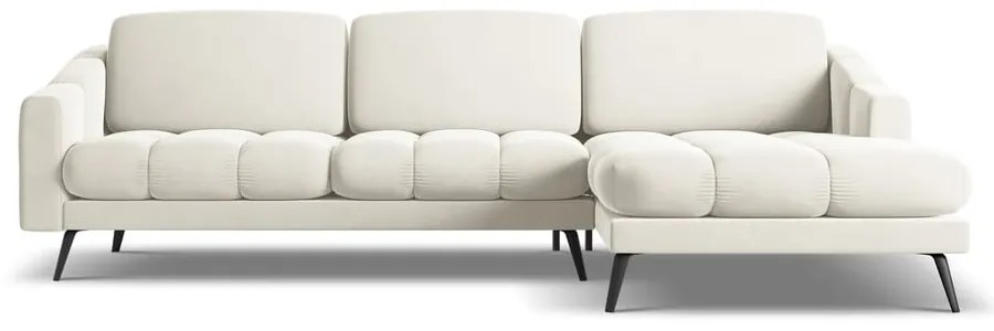 Colțar crem cu tapițerie din catifea (cu colț pe partea dreaptă) Nalu – Makamii