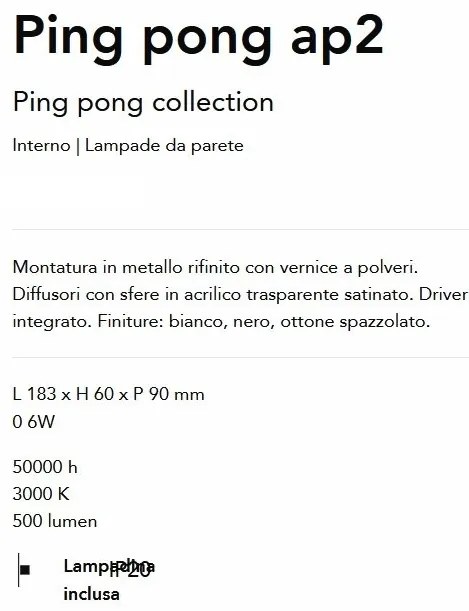 Aplica de perete LED design minimalist Ping pong ap2 negru