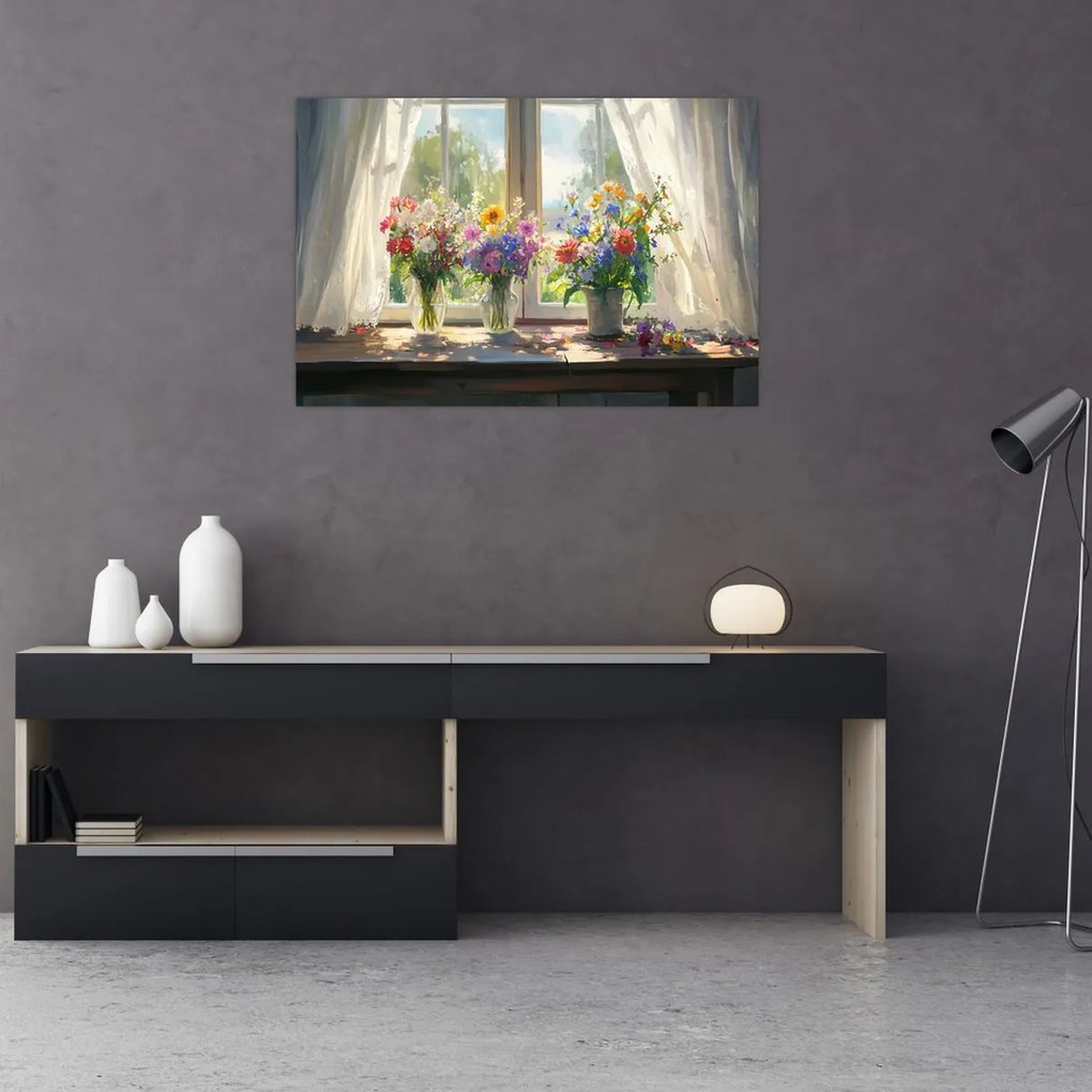 Tablou - Buchet la fereastră (90x60 cm)